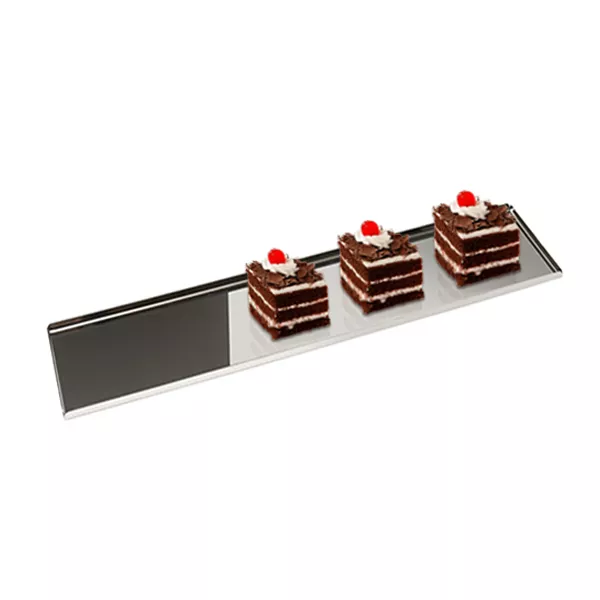 STAINLESS STEEL DISPLAY TRAY cm. 60x14x0,8 H supported corners