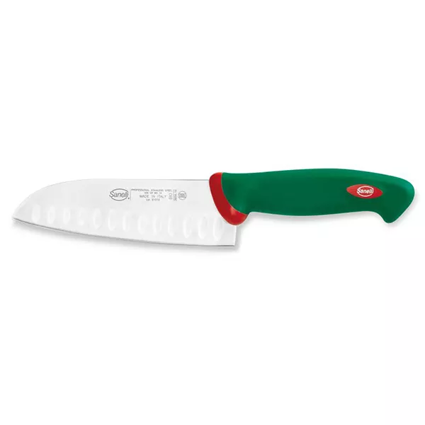 COLTELLO SANELLI SANTOKU OLIVATO LAMA ACCIAIO cm.16