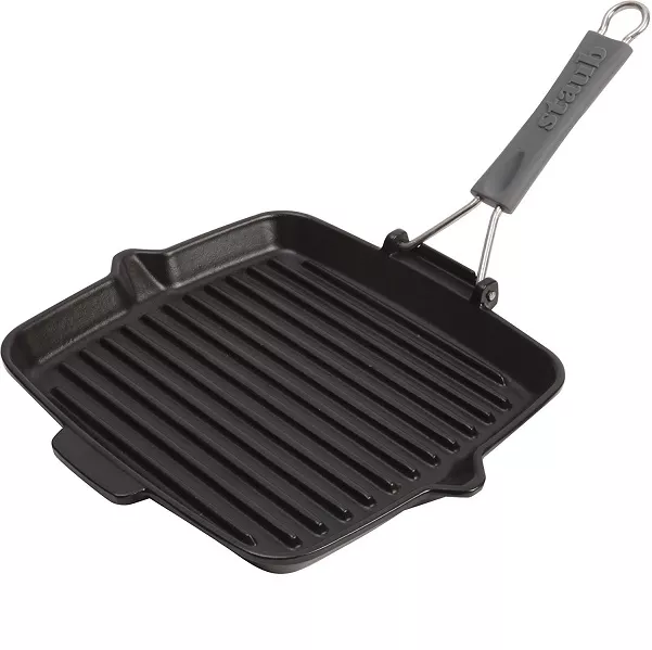 CAST IRON RIBBED GRILL WITH HANDLE cm.24x24