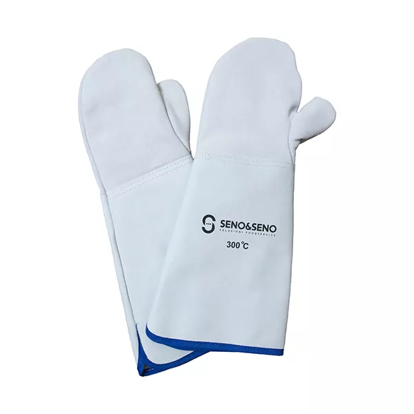 PAIR OF HEAT RESISTANT LEATHER GLOVES LONG CUFF 300°C